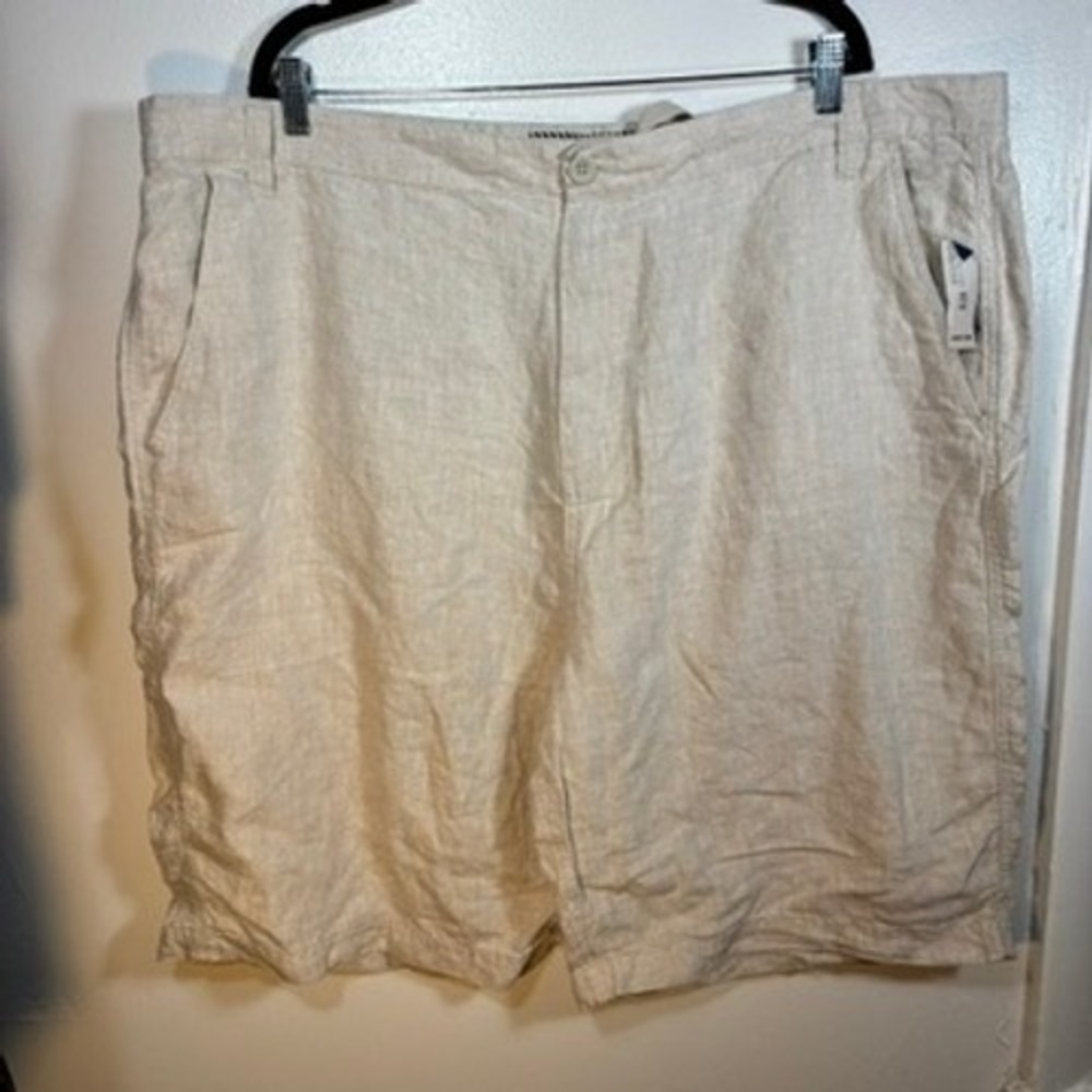 Deadstock Old Navy Linen Shorts Mens Sz 3XL XXXL Beige NEW Flax Drawstring